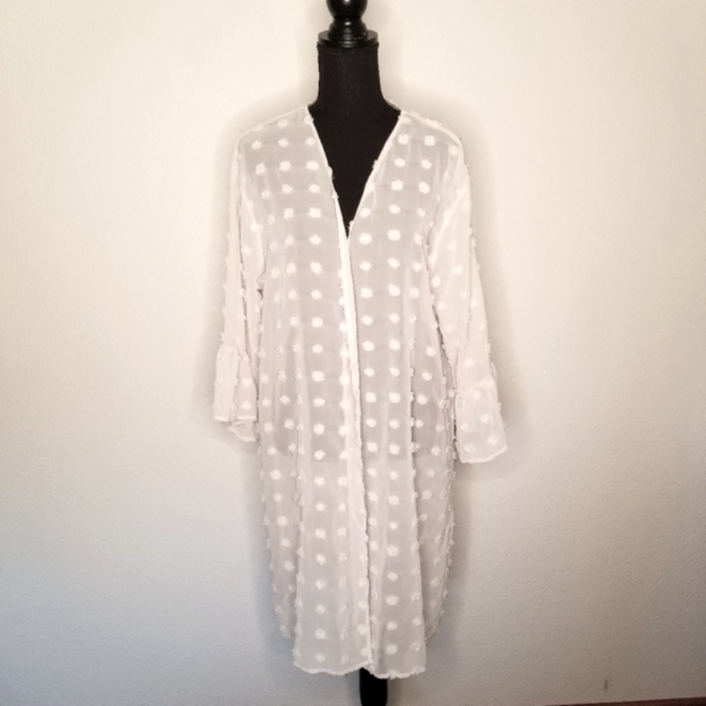 Elesol Robe Ruffle-sleeve dotted swiss sheer Feminine